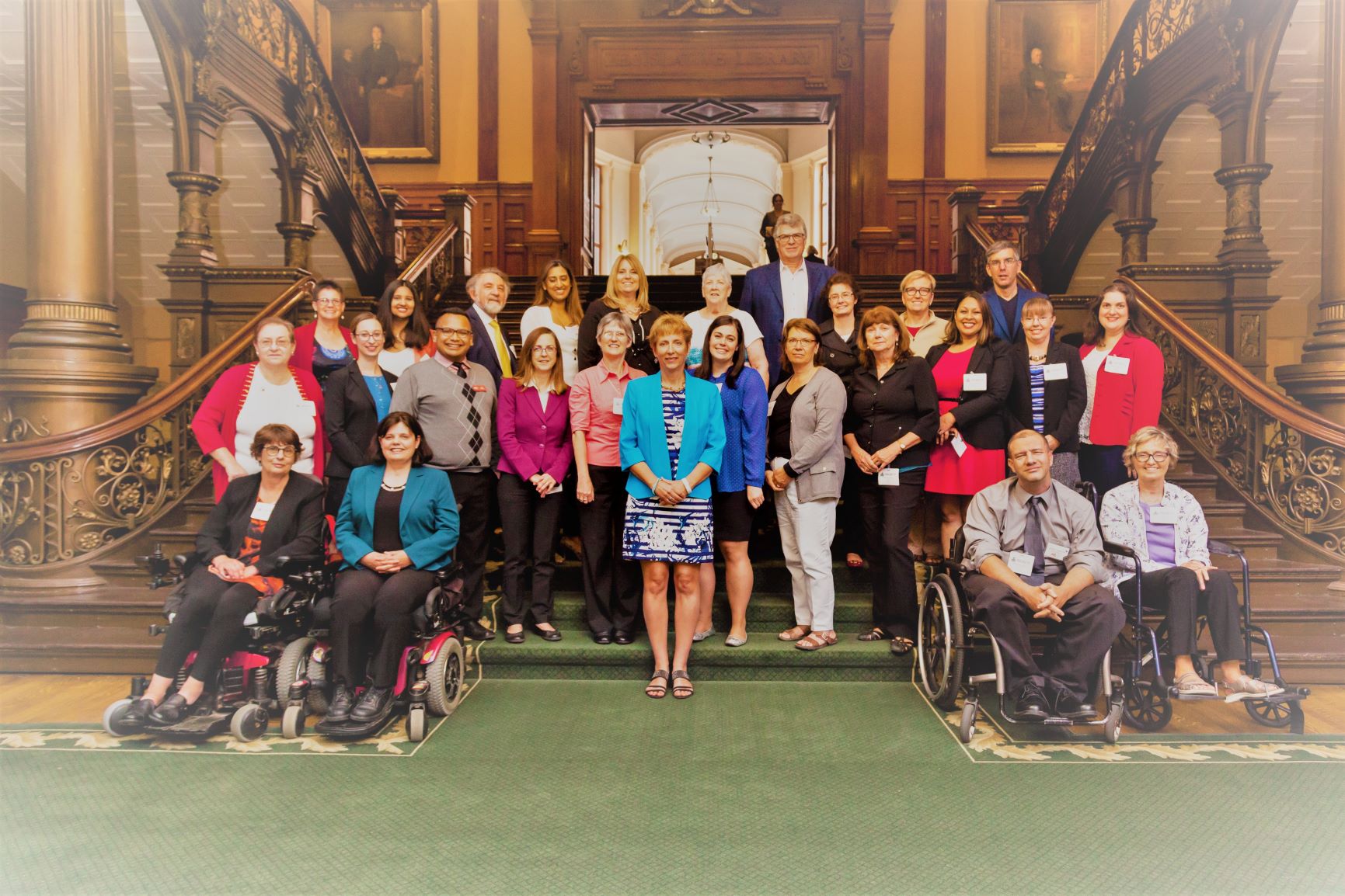 MS Ambassador Barbara Dickson -- standing behind MPP France Gélinas on MS Day at Queen's Park 2018 © MS Society of Canada